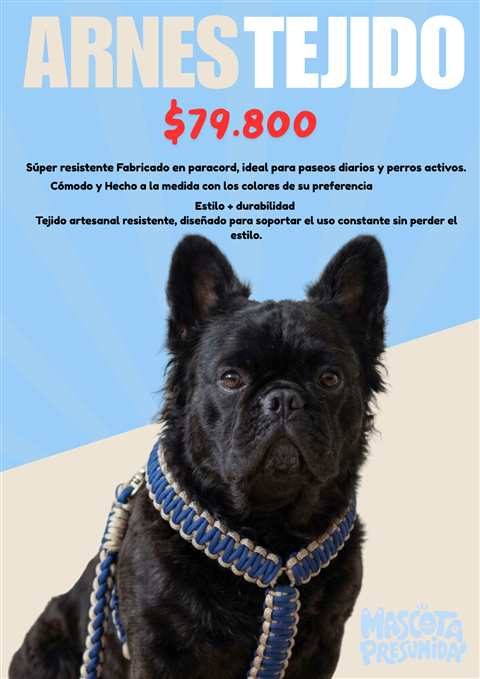 Arnés tejido de paracord para perro, hecho a mano